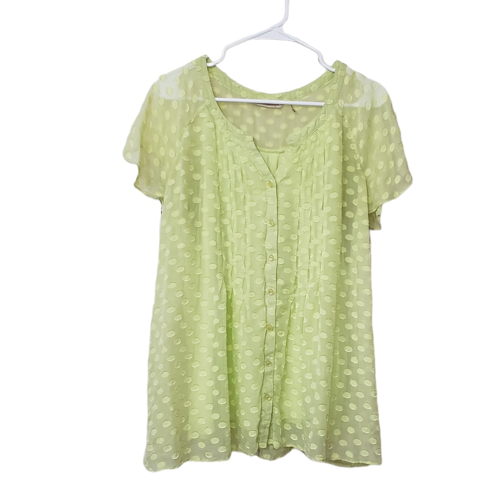 Soft Surroundings Swiss Dot Silk Blend Lined Blouse Size L
